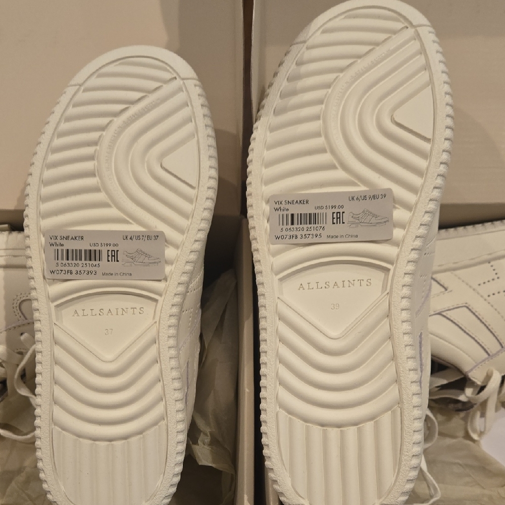 All Saints White Leather Women's Sneakers - Picture 11 of 13